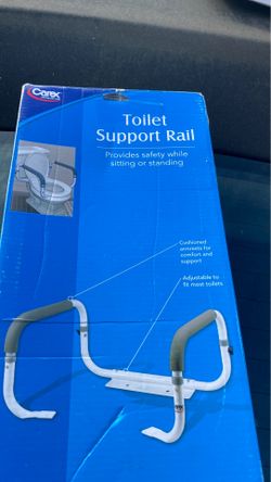 Toilet support rail handles