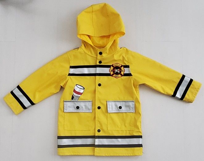 Wippette Kids Hooded Rain Coat Jacket Lined sz 3T Yellow Firefighter Fireman
Kids Boys