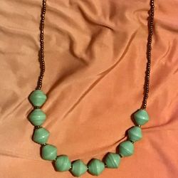 Necklace ladies 24 inch beaded bronze beads and turquoise