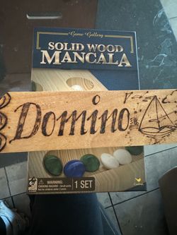 Solid wood domino set and mancala game