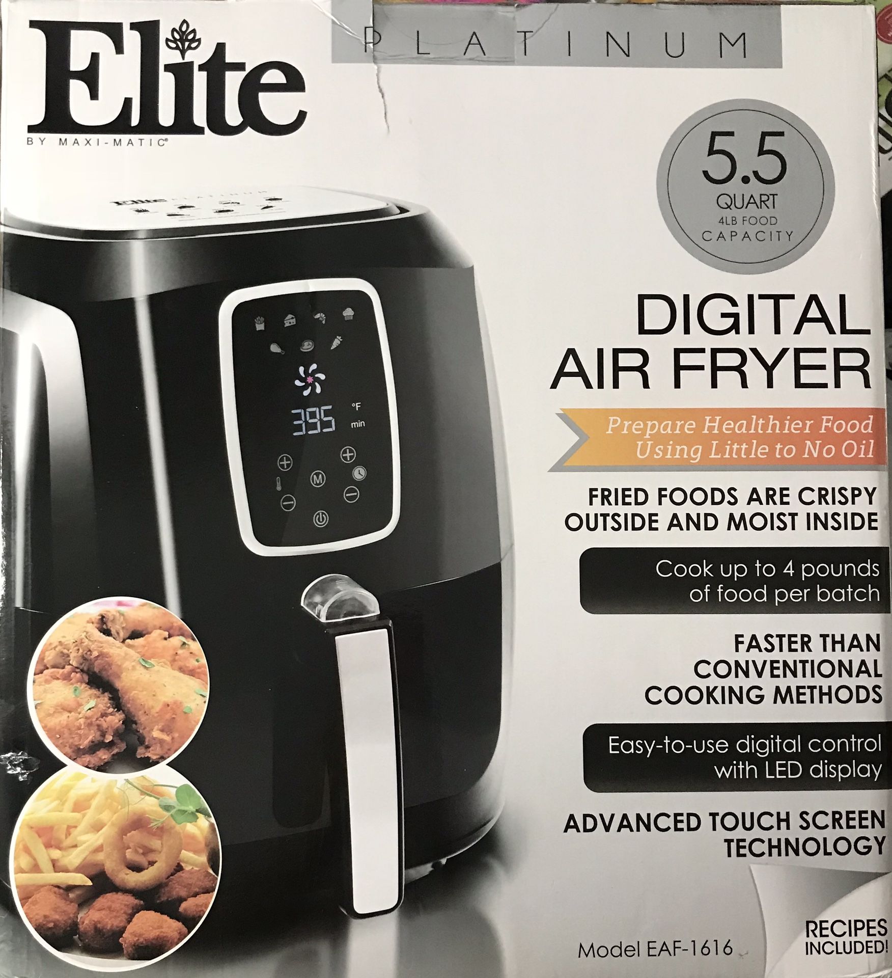 Elite Digital Air Fryer 5.5qt Platinum Nueva en su caja