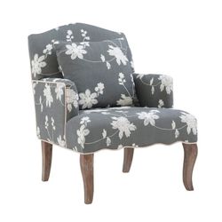 Gray Floral Print arm Chair