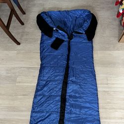 EDDIE BAUER SLEEPING BAG BLUE & BLACK PUFFER POLYESTER 75L X 33W CAMPING