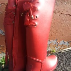 Red coach rain boots 2025