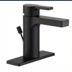 Glacier Bay Modern Single-Handle Single Hole Bathroom Faucet in Matte Black