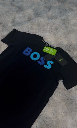 BOSS Blue Embroidered Logo Shirt – Black