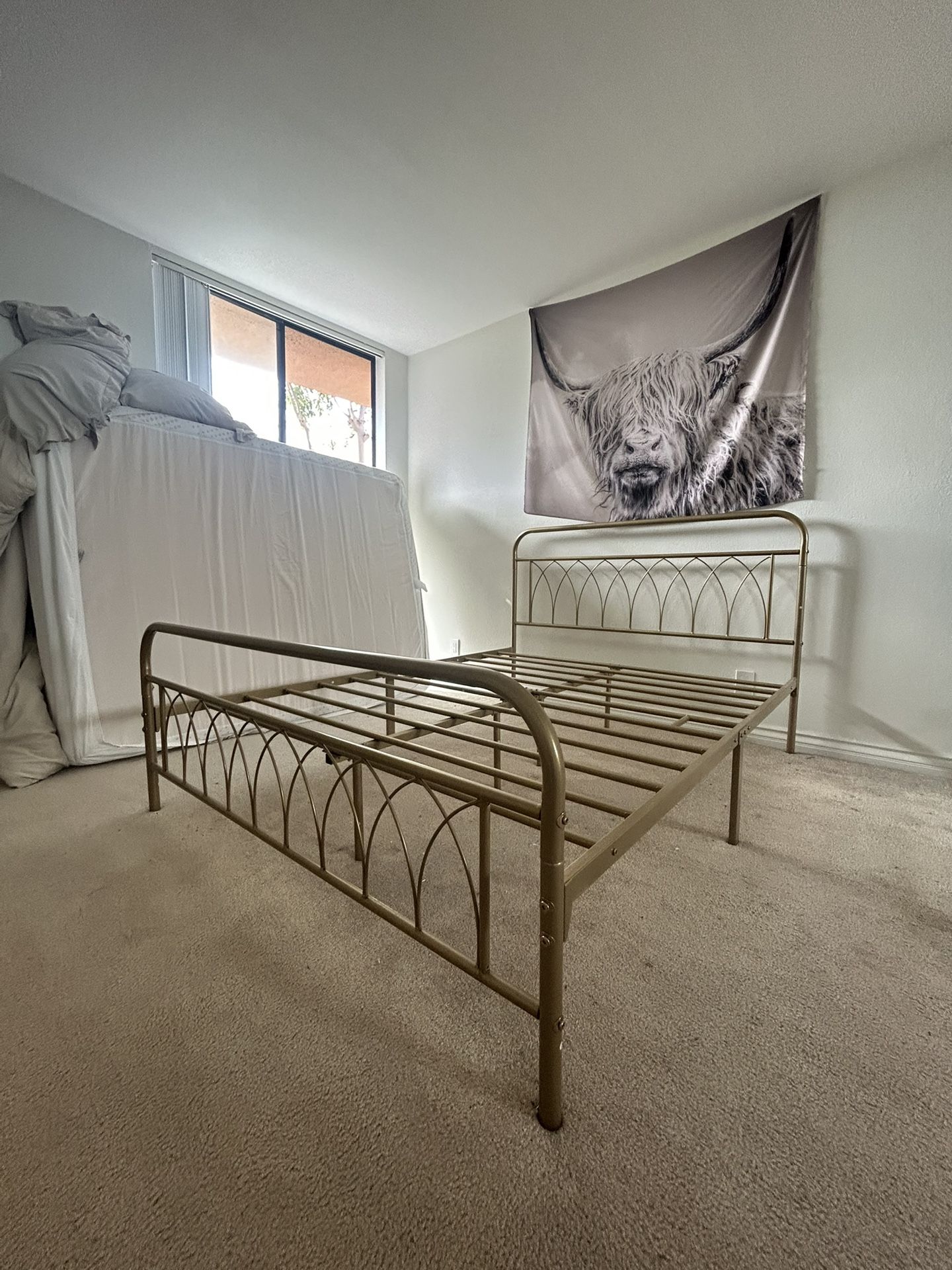 Queen Size Bed Frame by Lark Manor in Antique Gold