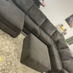 Large Grey Sectional With Ottoman