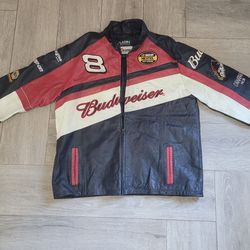 Dale Earnhardt #3 Black White Nascar Jacket Men's Large Wilsons Leather READ