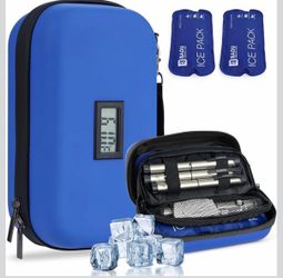 HIMDUZE Insulin Cooler Travel Case TSA Approved Refrigerated Medicine Cooler for Travel w/Thermometer Temperature Diabetic Travel Case w/2 Reusable Ic