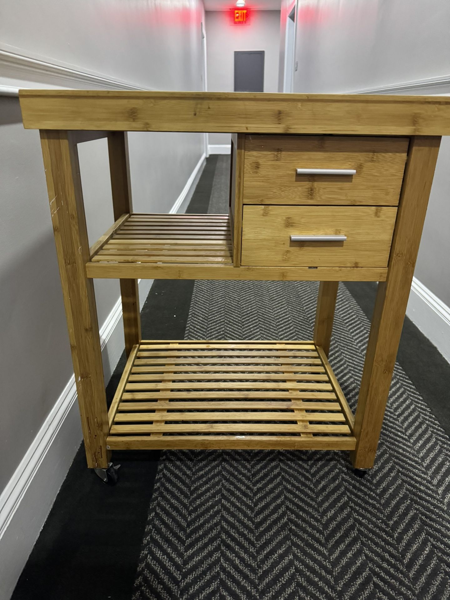 Kitchen Island Cart - Butcher Block Table on Wheels Drawers, Shelves