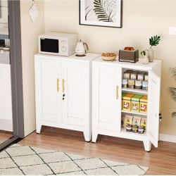 ❤️‍🔥 White Metal Pantry Cabinet with Lock(Two Units)