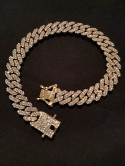 Iced Out Gold Cuban Link Bracelet