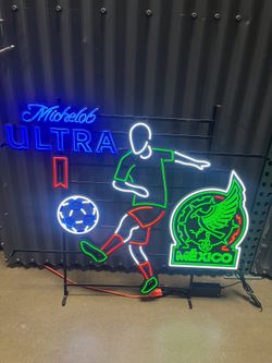 MEXICO Soccer team led neon sign Mexico Jersey mexico hat Michelob Ultra beer display sign man cave tools
