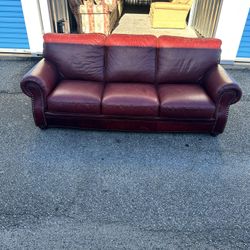 Loveseat & Accent Chair- Dark Red Leather! Made in Italy! Heavy Solid Well Built! FREE DELIVERY!