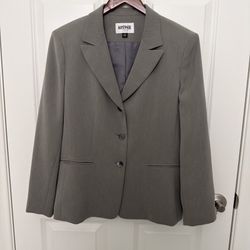 KASPER Blazer Womens 14P Gray Blazer Career Jackets Three Button Notch Lined