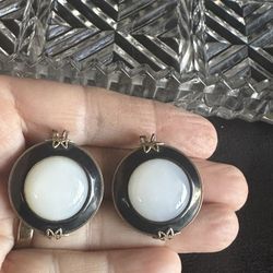 Lucite Black & White Decorative Vintage Shoe Clips.