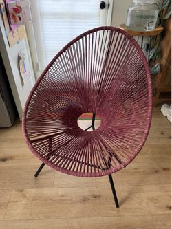 Burgundy Woven Cord Acapulco Style Lounge Chair-HD Buttercup