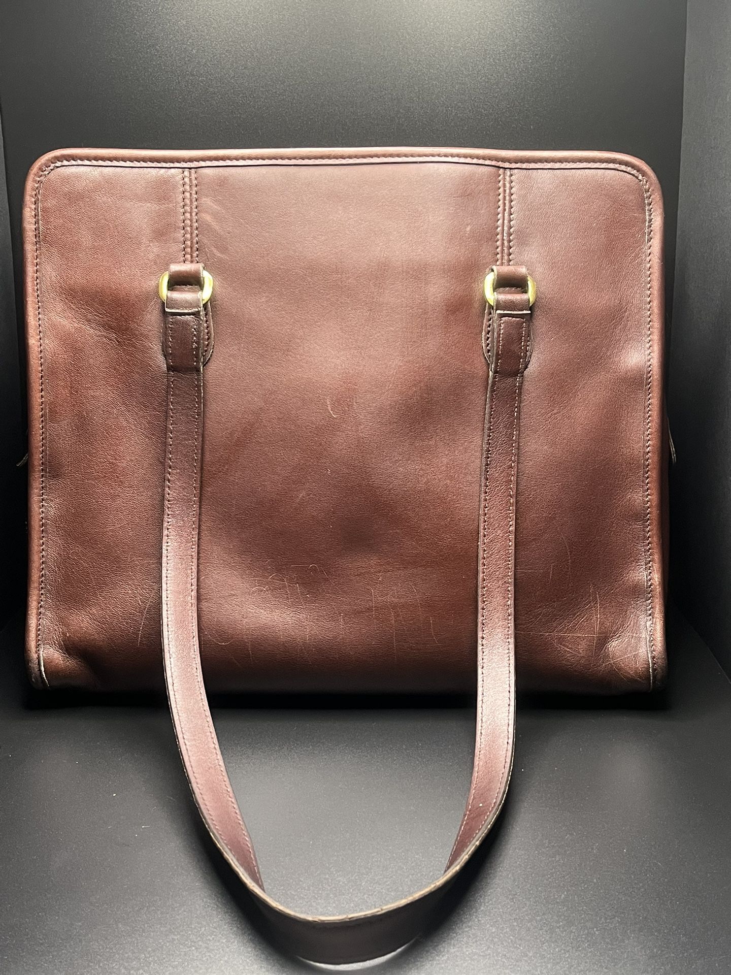 Vintage Coach Compartment Tote Bag Style 9872 In Brown Leather