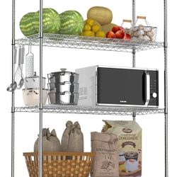 Heavy Duty Shelving Metal Shelves, 4 Tier Steel Wire Storage Rack, 48x18x72in Commercial Grade Adjustable Utility Shelf with 4" Wheels, 2400Lbs Capaci
