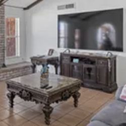 Three Piece Marble Set For Sale 