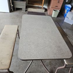Vintage Mid 50's Table And Benches