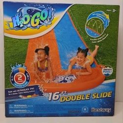 H20GO! 18ft Double Lane Slip N Slide Water Slide with Drench Pool by Bestway