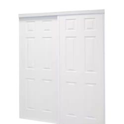 Contractors Wardrobe 48 in. x 81 in. Colonial White Steel Prefinished Hardboard Panels Framed Interior Sliding Door