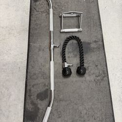  Gym Cable Machine Attachments Set – Lat Pulldown Bar, Tricep Rope & Row Handle
