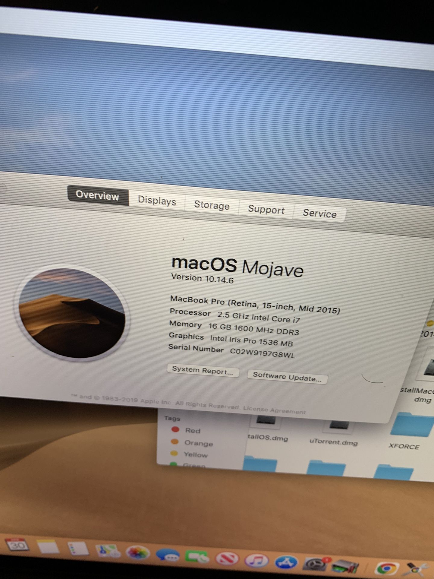 2015 Mid Retina i7 16gb Mojave