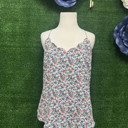 J Crew Colorful Floral T Back Adjustable Strap Blouse Size 6