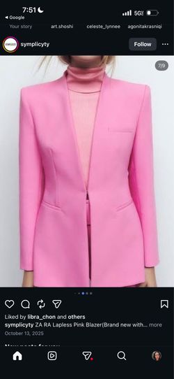 Pink Fitted Zara Blazer