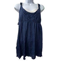 Vtg Y2K Babydoll Sleeveless Strap Cami Tunic Top With Built-in Tank Top Sz XL