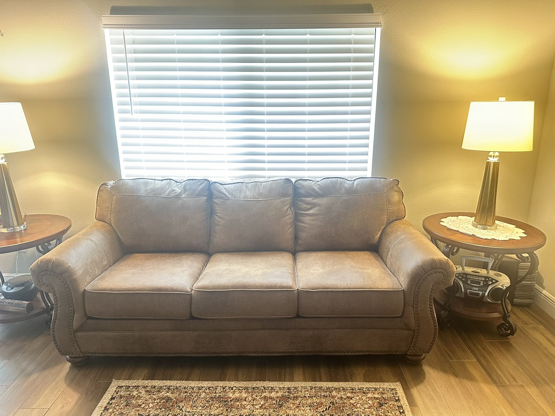 Brown leather sofa