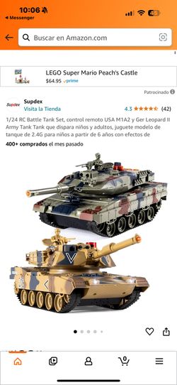 1/24 RC Battle Tank Set, control remoto USA M1A2 y Ger Leopard II Army Tank Tank que dispara niños y adultos, juguete modelo de tanque de 2.4G para ni