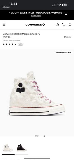 Converse x Isabel Marant Chuck 70 Wedge Size 10