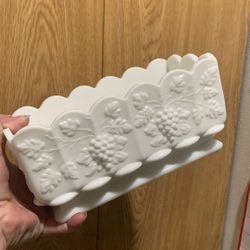Vintage Westmoreland Milk Glass Paneled Grape Windowsill Planter Box-Heavy