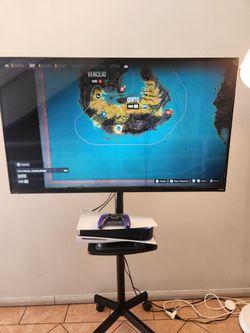 Sony 50" Screen. Includes Television Portable Mount with Rollers