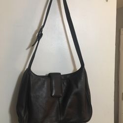 Brown Leather Purse With Short Shoulder Strap