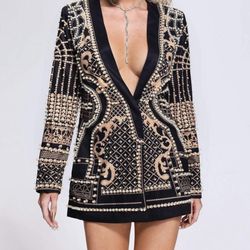 Pearl Embroidered Blazer Dress 