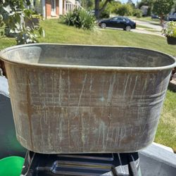 Antique Handwroght Copper Boiler Wash Tub 