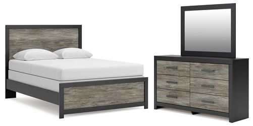 Broachmyn Black/Gray Queen Panel Bed, Dresser and Mirror