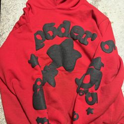 Red Puff Print Sp5der Hoodie 