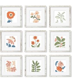 12x12 Picture Frame Set of 9, Photo Gallery Wall Frame Set, Display Pictures 8x8 with Mat or 12 x 12 Without Mat, Square Frame Picture Frames Collage 
