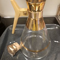 Vintage Inland Glass USA Gold Leaf Decanter