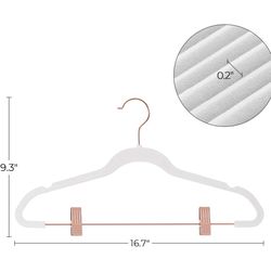 SONGMICS Velvet Pants Hangers Long Coat Hangers Set of 24 - Rose Gold / White