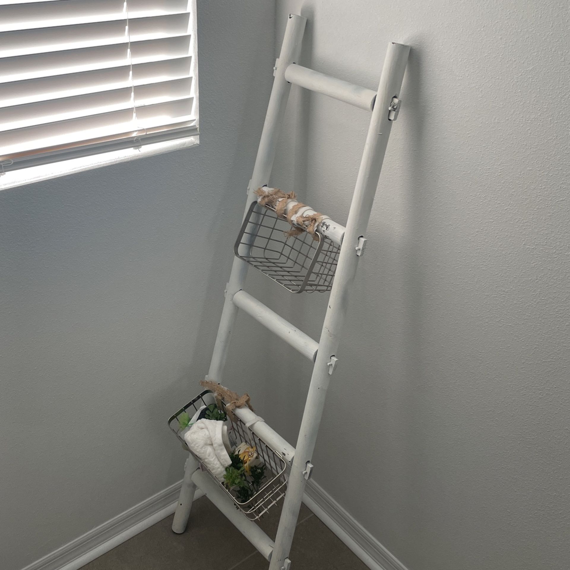 Standing White Ladder Shelf