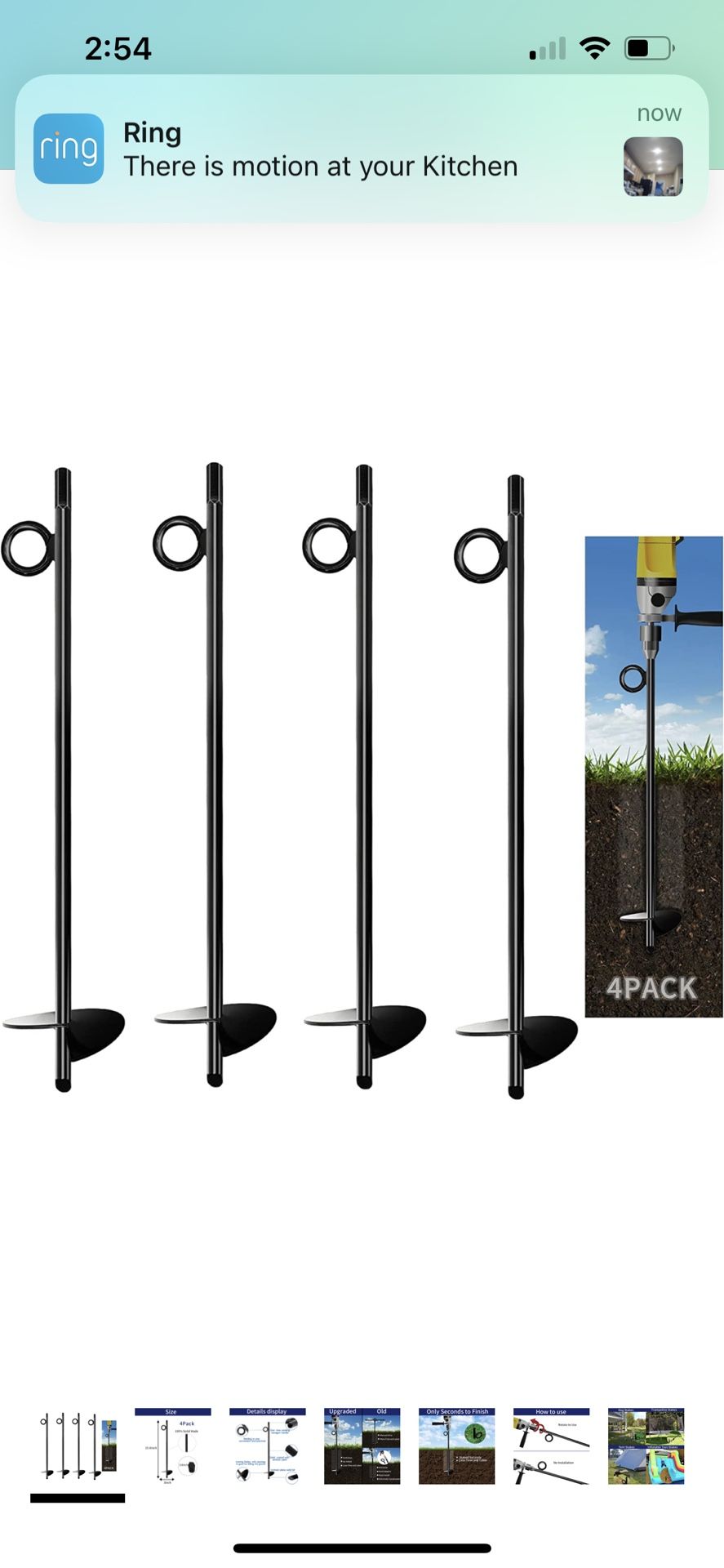 15.5 Inch Ground Anchors (4 Pack) Tent Stakes Heavy Duty 