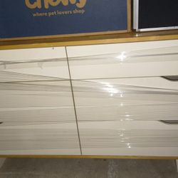 Chest Of Six White Drawers And Birch wood Dresser