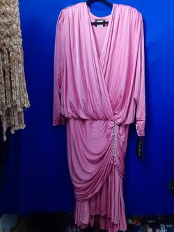 1980s Vintage Pink Drape Cocktail Dress (Night Moods by Mantha O., Size 20W):